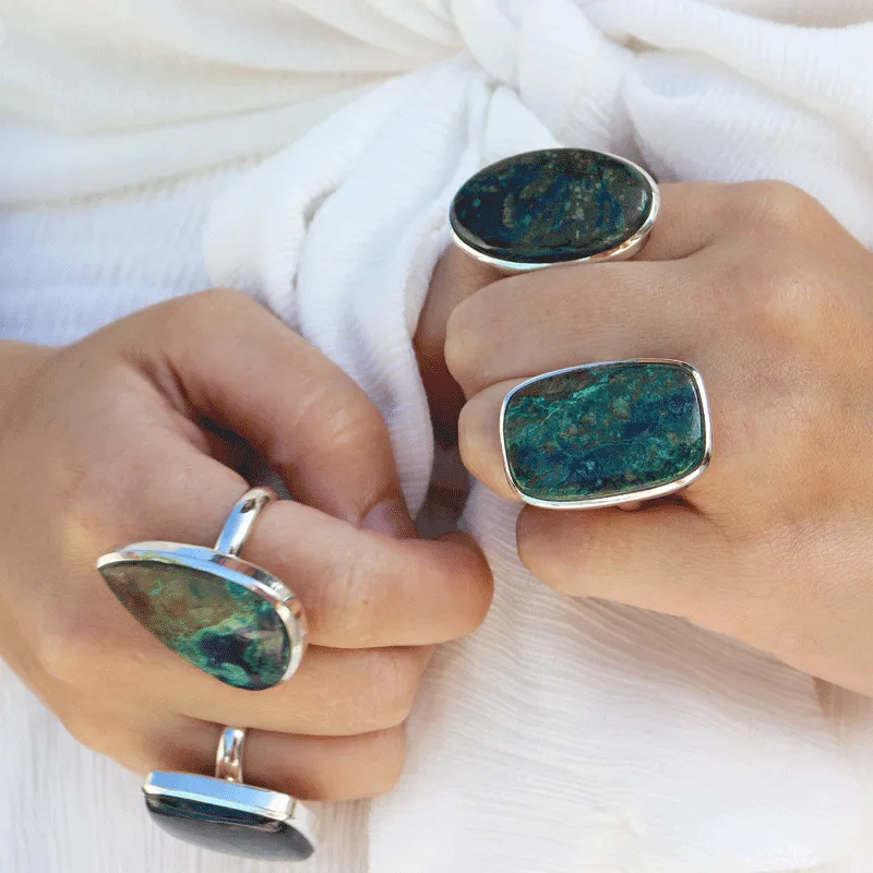 Momoa Azurite Oval Bohemian Ring