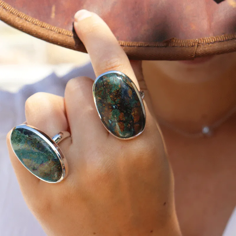 Momoa Azurite Oval Bohemian Ring