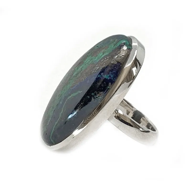 Momoa Azurite Oval Bohemian Ring