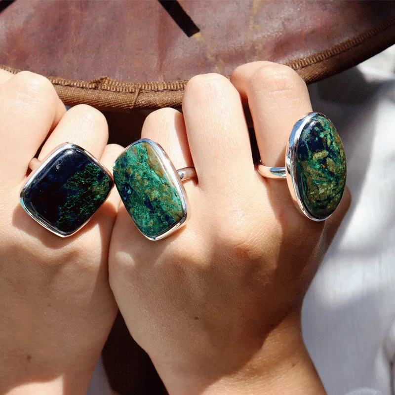 Momoa Azurite Oval Bohemian Ring