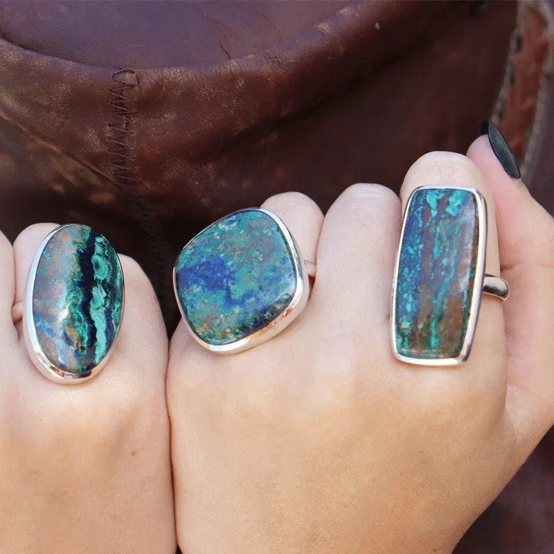 Momoa Azurite Oval Bohemian Ring