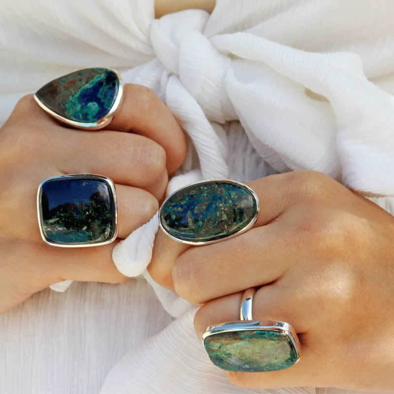 Momoa Azurite Oval Bohemian Ring