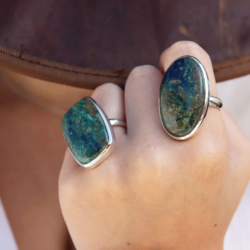 Momoa Azurite Oval Bohemian Ring