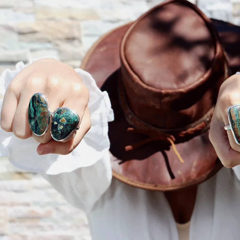 Momoa Azurite Oval Bohemian Ring