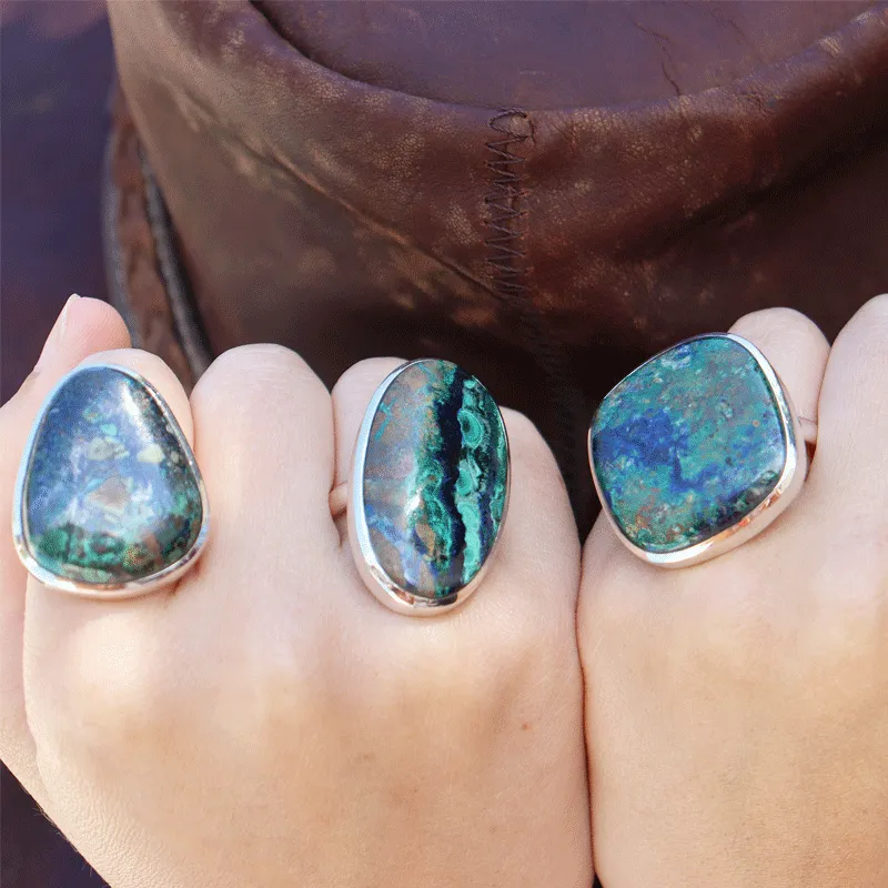 Momoa Azurite Oval Bohemian Ring