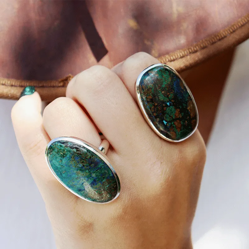 Momoa Azurite Oval Bohemian Ring