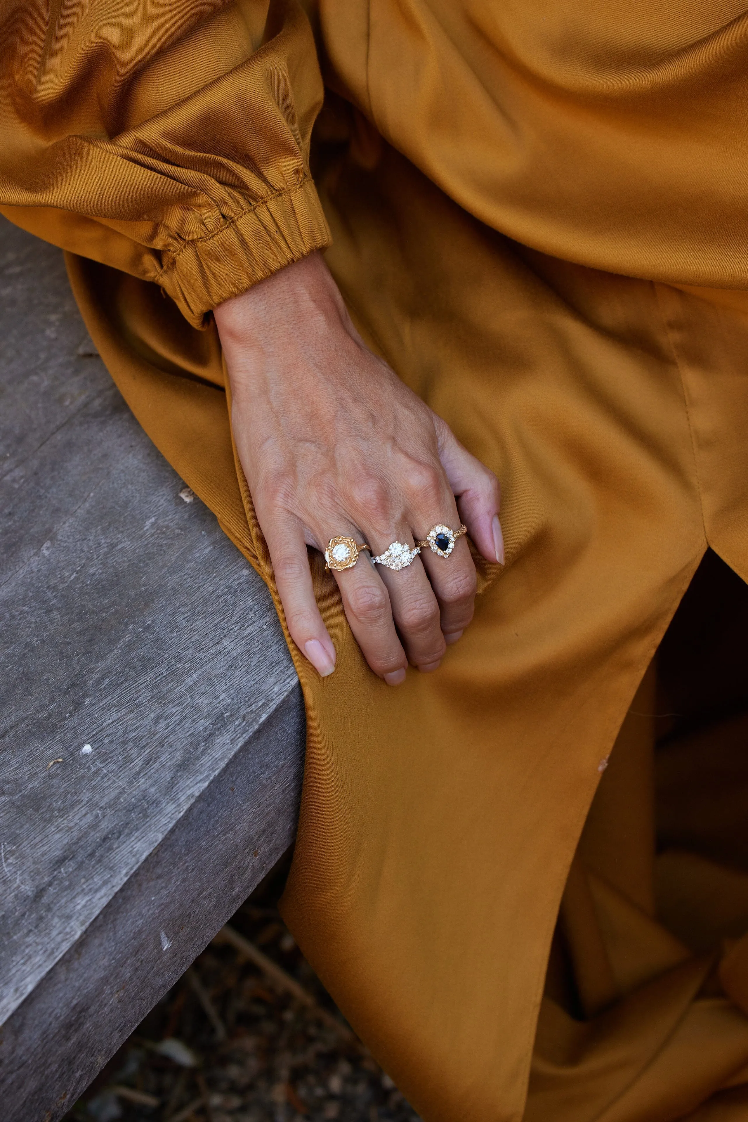 Moonscape Blue Sapphire Raindrop Ring