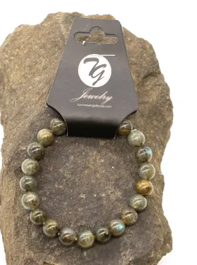 Natural Stone 8mm Beaded Stretch Bracelet - Labradorite