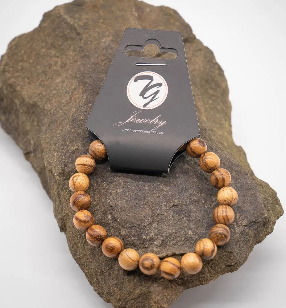 Natural Wood 8mm Beaded Stretch Bracelet