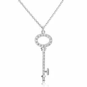 Open Circle Key Necklace Sterling Silver