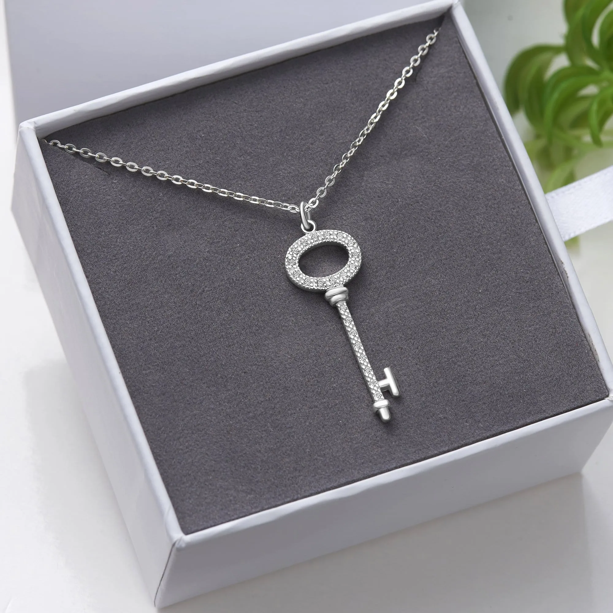 Open Circle Key Necklace Sterling Silver