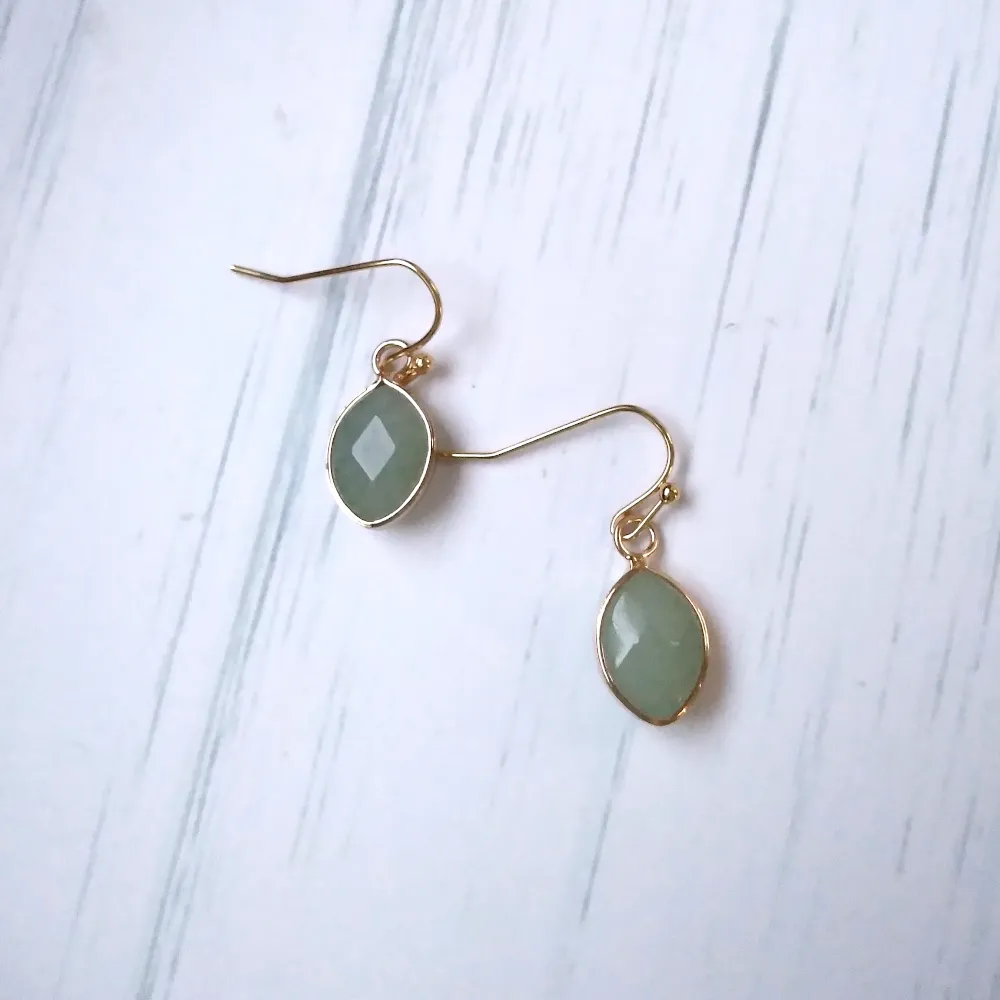 Pale Green Jade Single Gem Drop Earrings