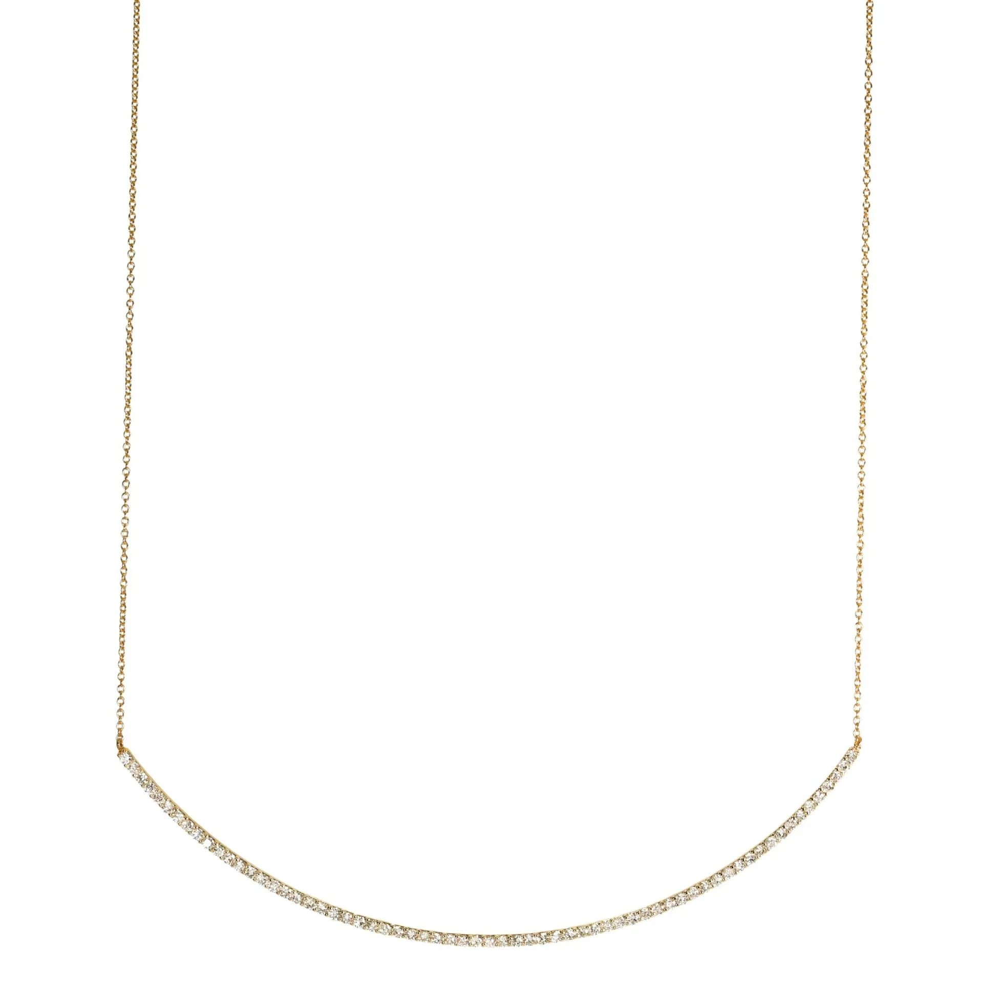 Pave Diamond and 14K Gold Curved Selma Necklace