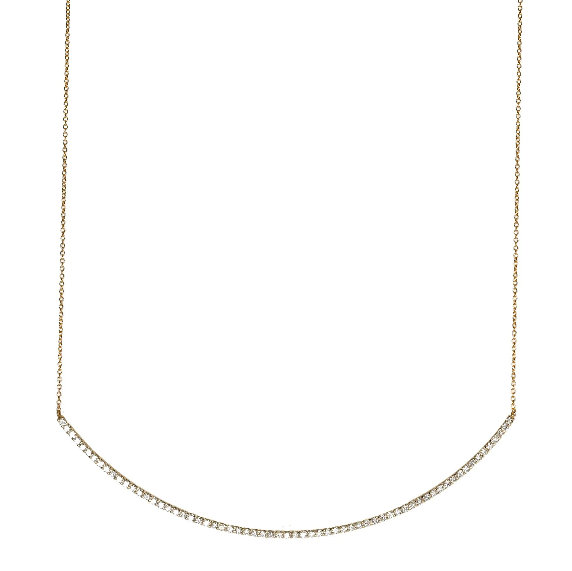 Pave Diamond and 14K Gold Curved Selma Necklace