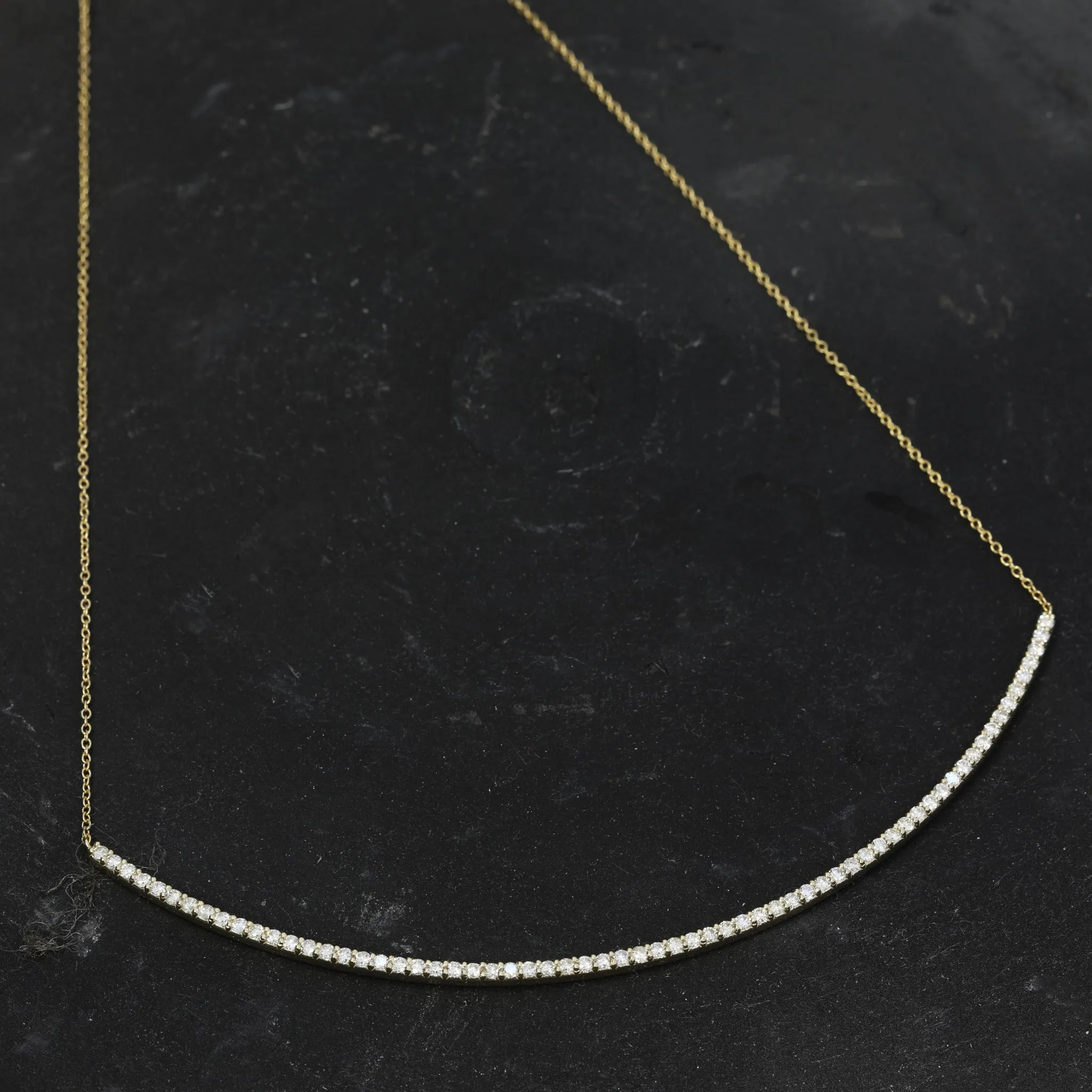 Pave Diamond and 14K Gold Curved Selma Necklace