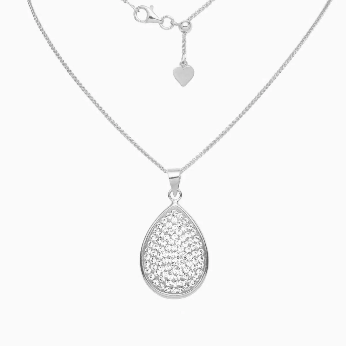 Pave Swarovski Crystal Teardrop Pendant (Silver)