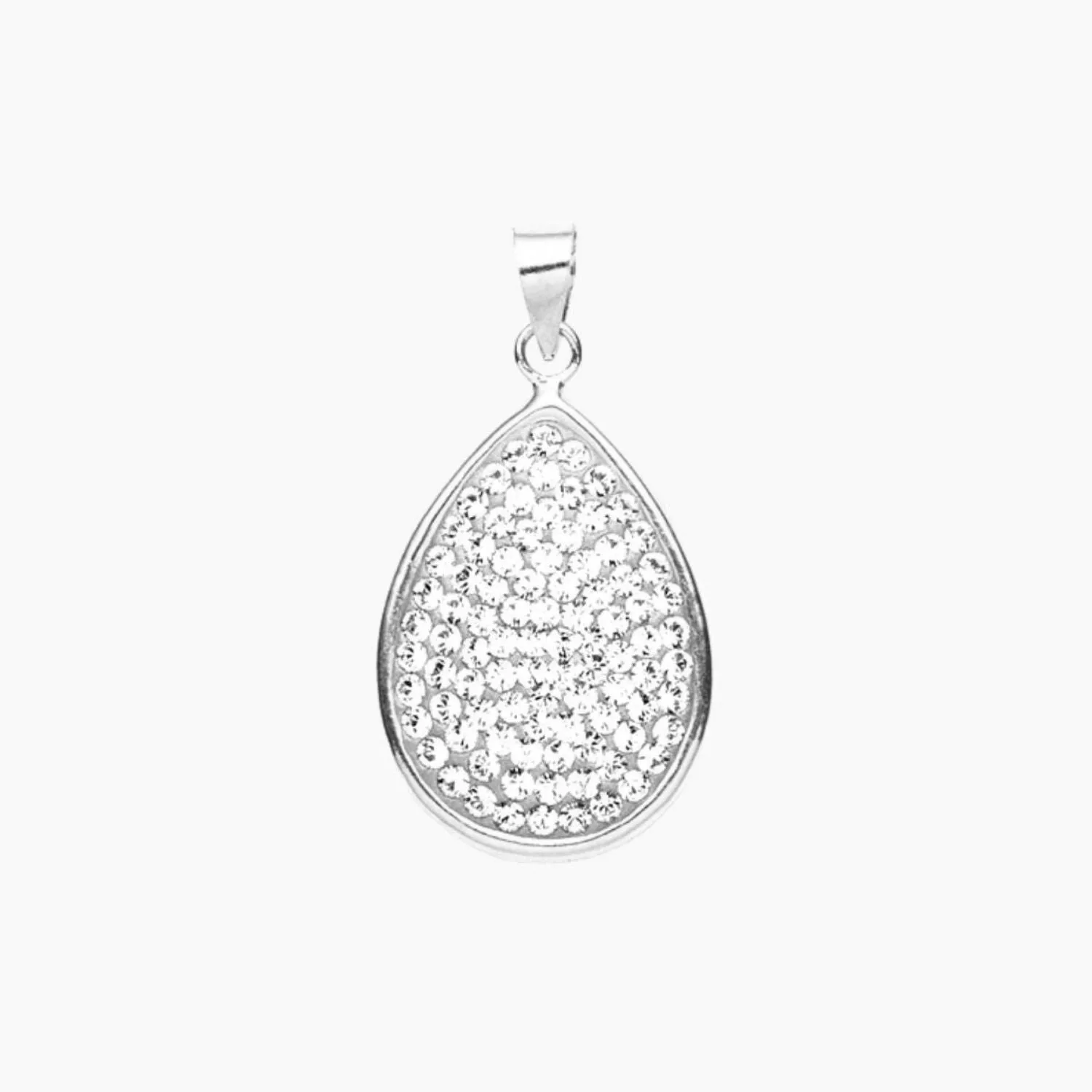 Pave Swarovski Crystal Teardrop Pendant (Silver)