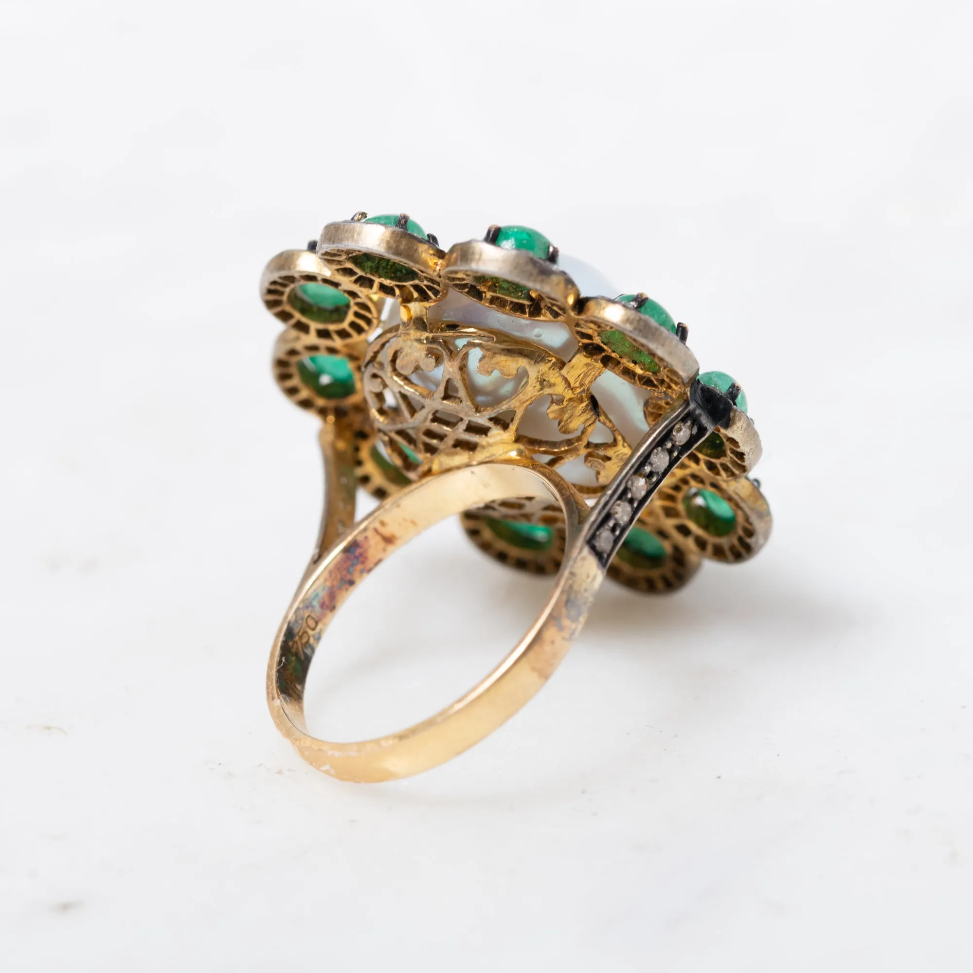 Pearl and Emeralds Ring