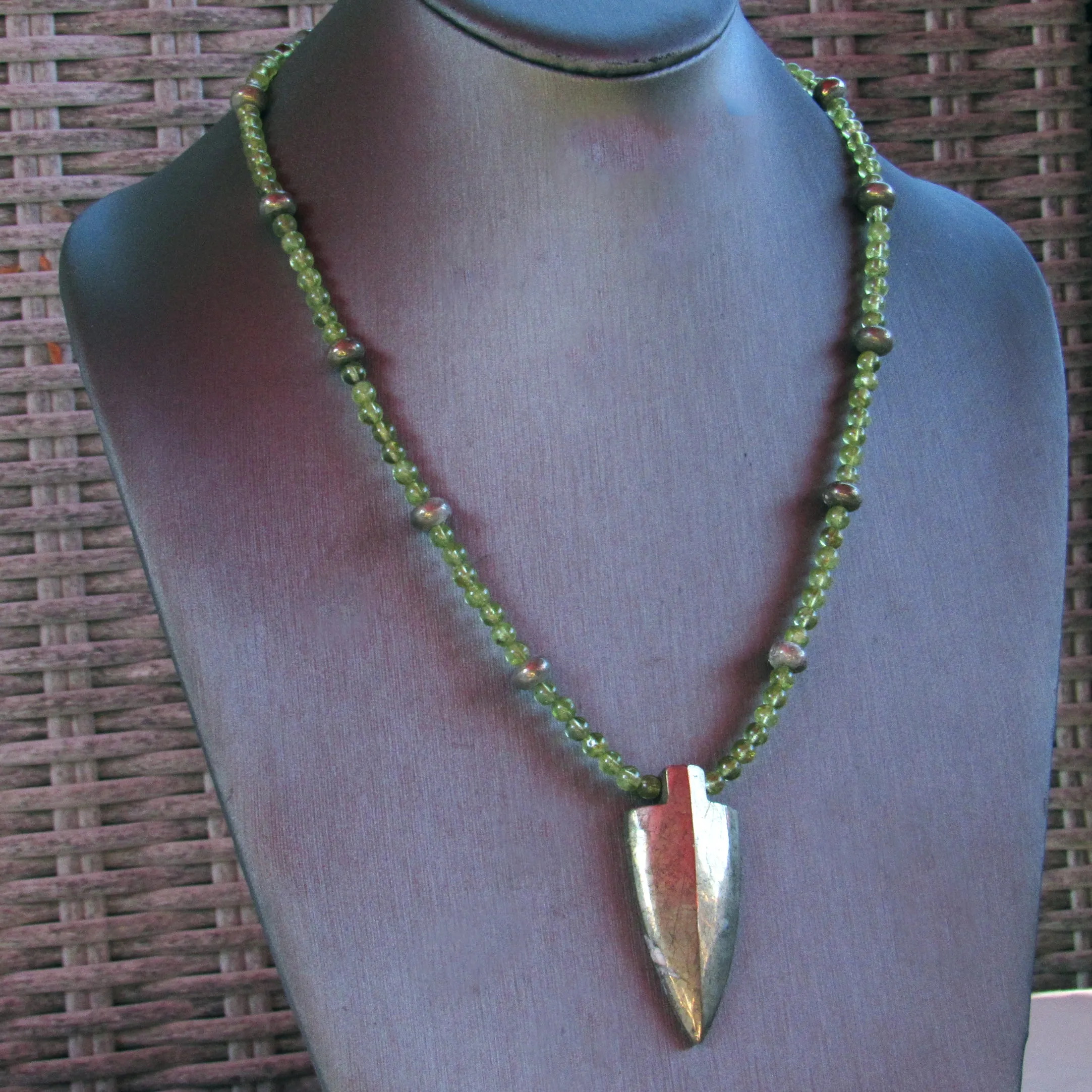 Peridot and Pyrite Arrowhead Necklace