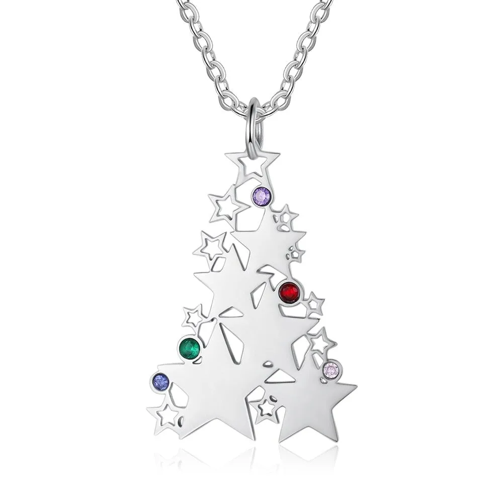 Personalized Birthstone Multiple Star Necklaces for Women