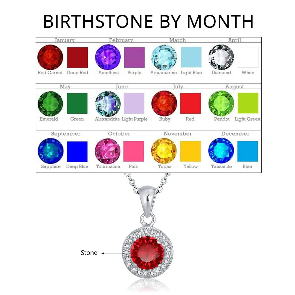 Personalized Gift 12 Colors Birthstone Pendant Necklace