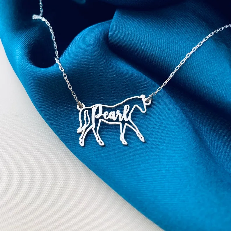 Personalized Horse Name Necklace Horse Memorial Gift Horse Necklace For Woman Horse Riding Gift