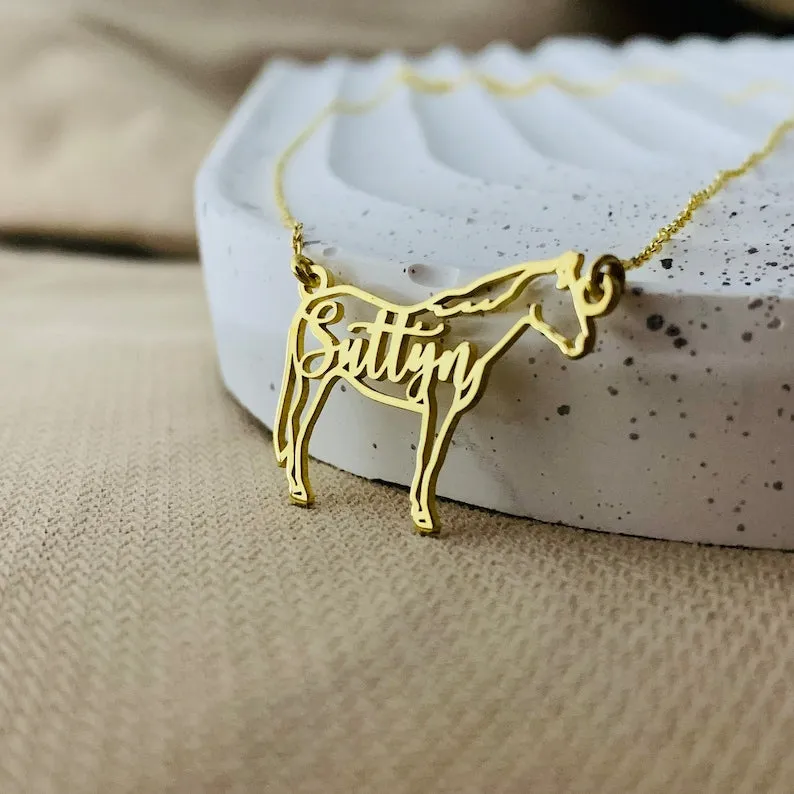 Personalized Horse Name Necklace Horse Memorial Gift Horse Necklace For Woman Horse Riding Gift