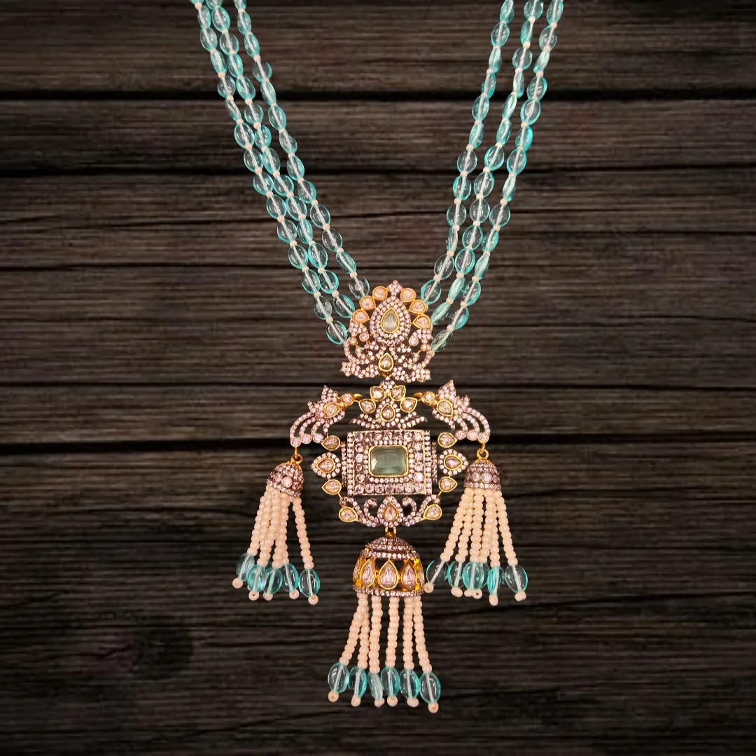 Polki Pendent With Turquoise Beads Necklace Set By Asp Fashion Jewellery