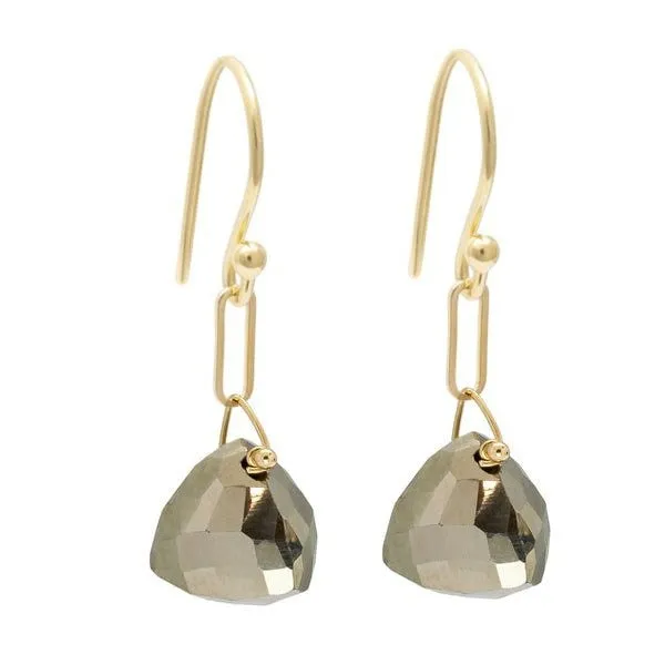 Pyrite and Gold Drop Earrings