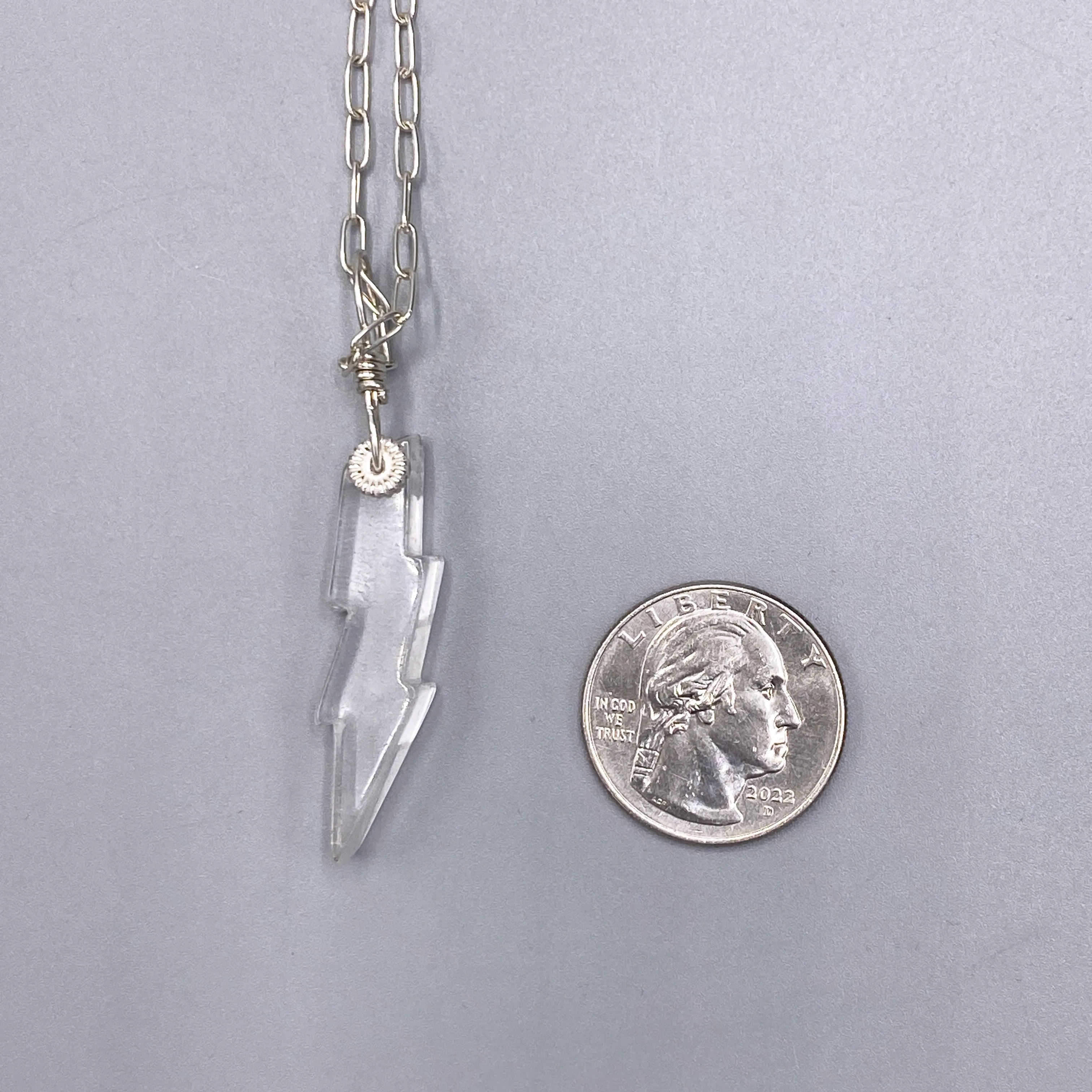 Quartz gemstone Bolt on sterling silver Necklace