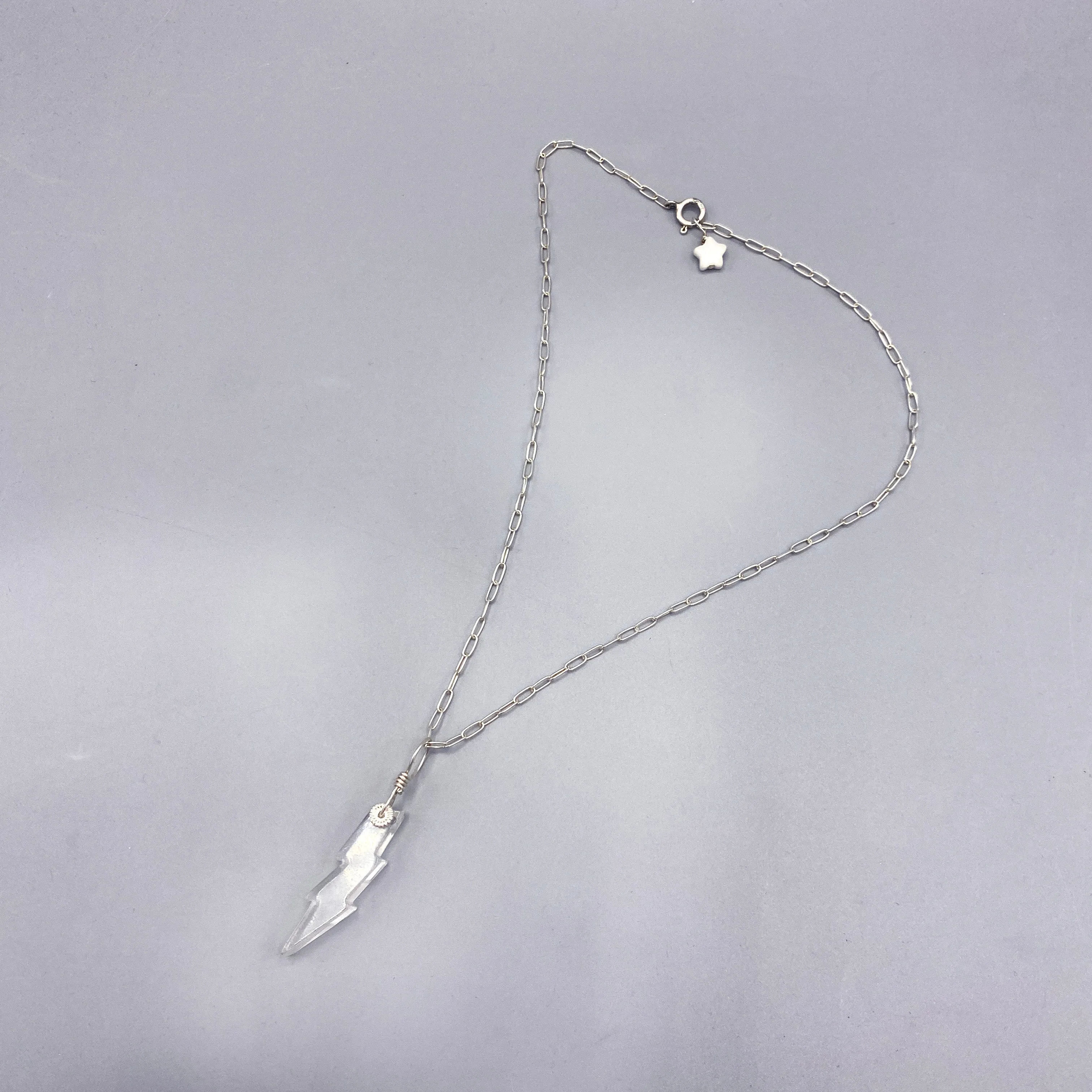 Quartz gemstone Bolt on sterling silver Necklace