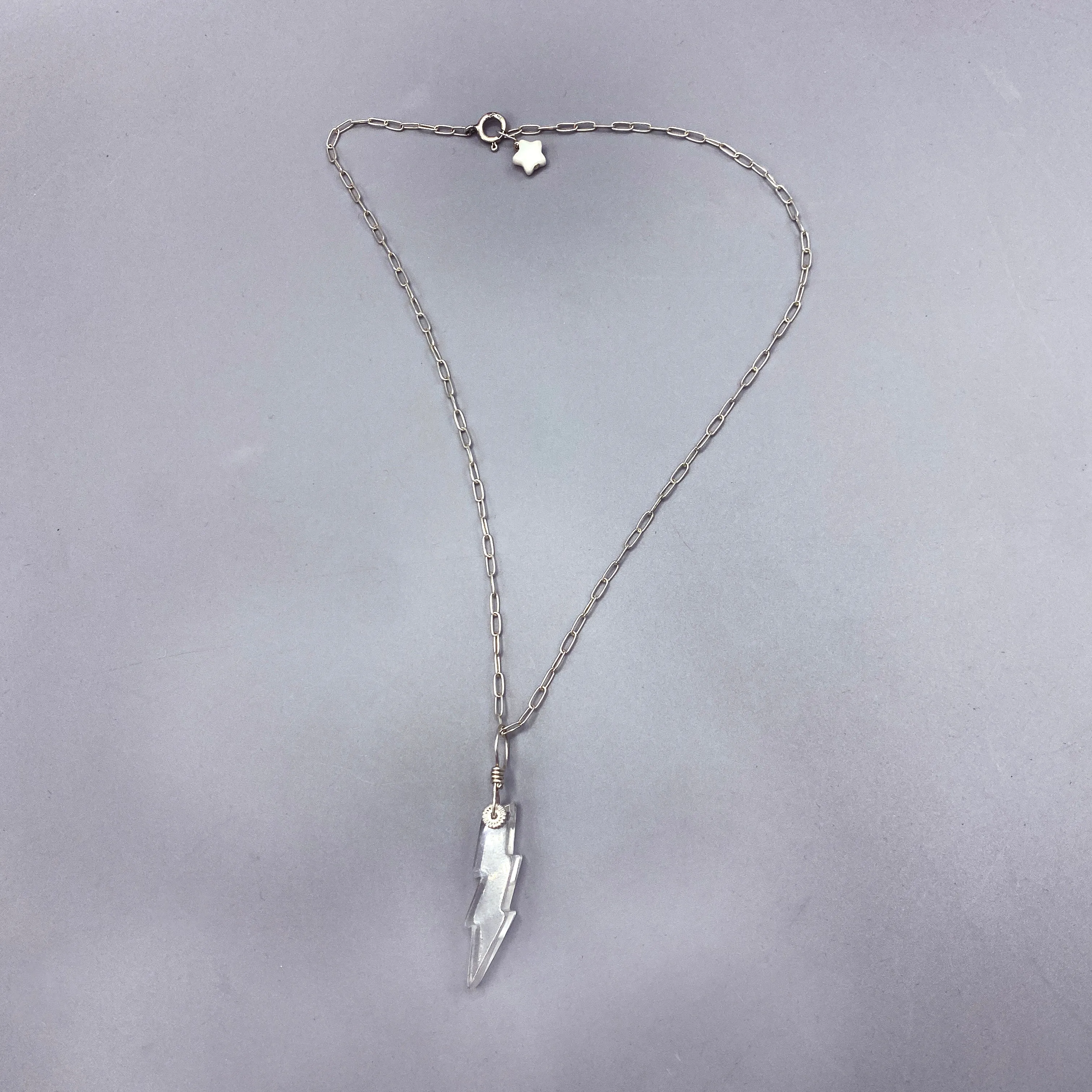 Quartz gemstone Bolt on sterling silver Necklace