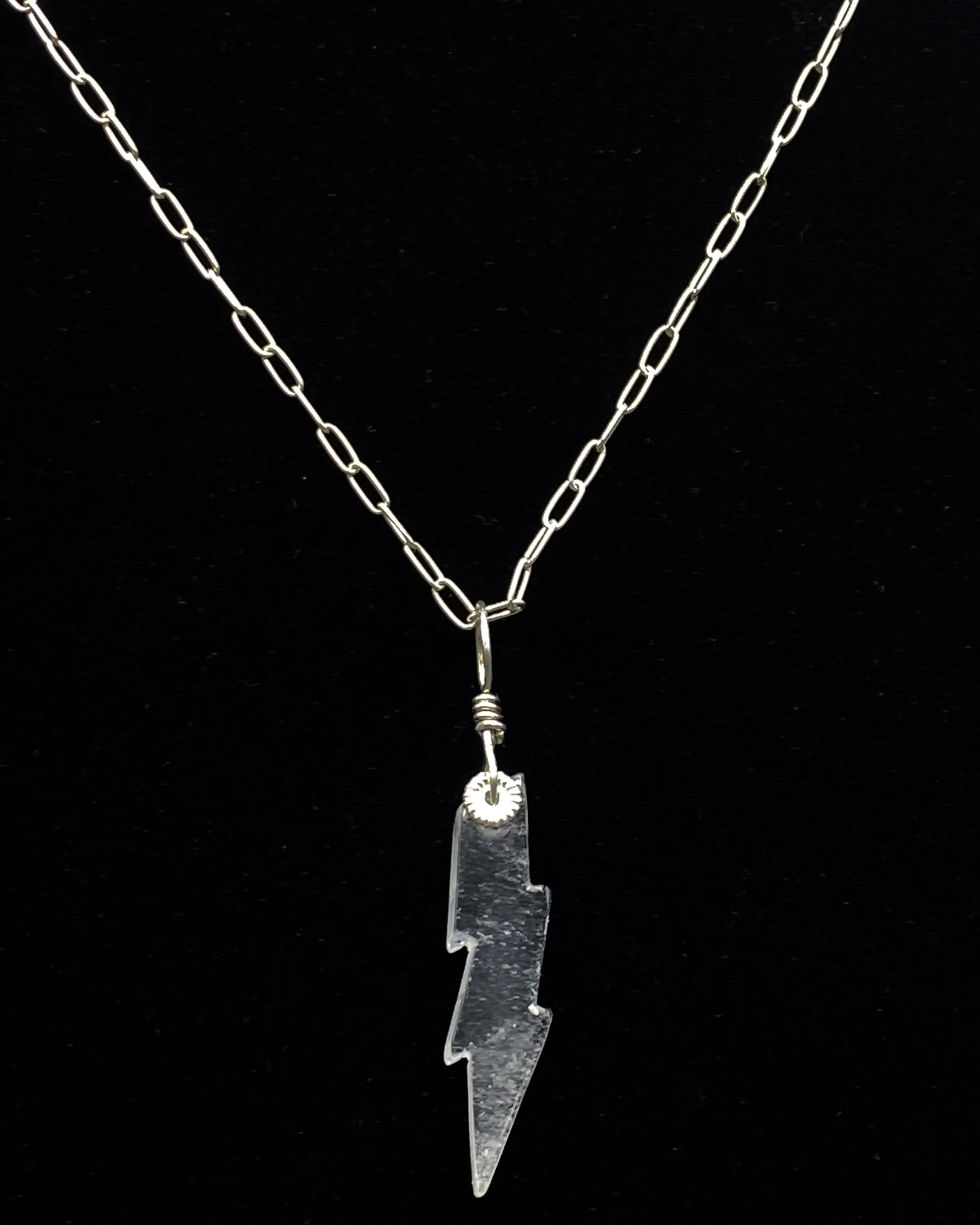 Quartz gemstone Bolt on sterling silver Necklace