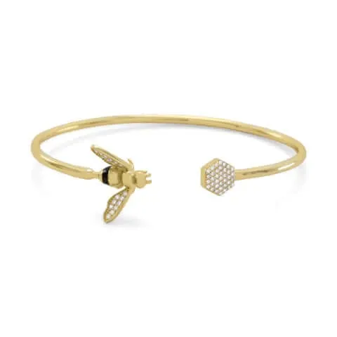 "BEE Mine!" 14 Karat Gold Plated over Sterling Silver CZ Bracelet for Women