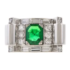 Retro Rubel Diamond & Emerald Ring