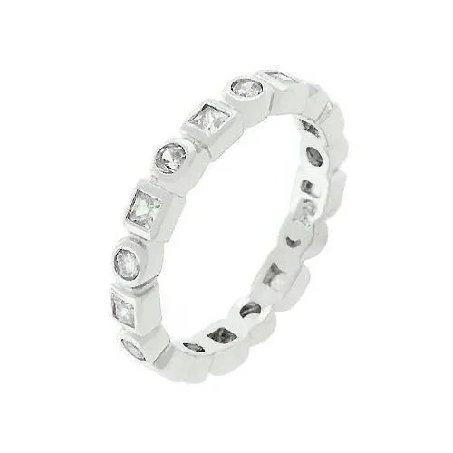 Rhodium Plated Eternity Stackable Band