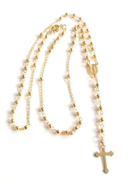 Rosary Necklace Gold, Rosary Necklace Cross, Gold plated Crucifix, Cross Pendant, Catholic Rosary, Gold Cross Necklace, Rosaries, Y Necklace