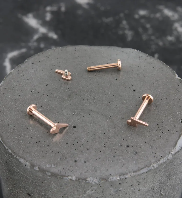 Rose Gold PVD Electric Bolt Internally Threaded Titanium Labret