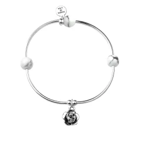 Rose | Soft Bangle Charm Bracelet | Howlite