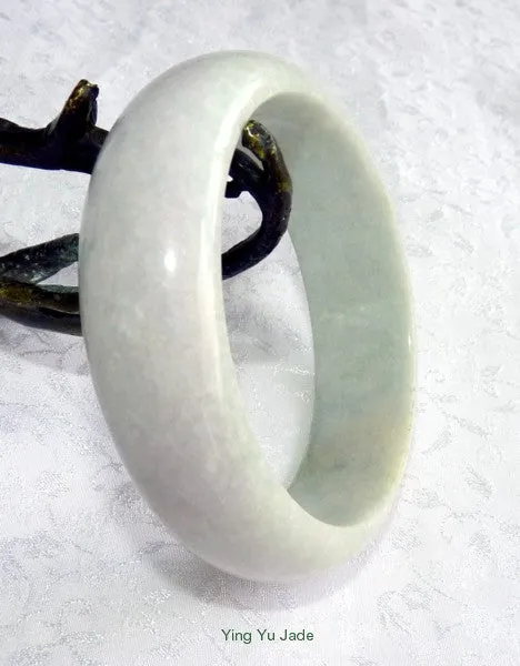 Sale-Ying Yu's Jewelry Box-Now You See It, Now You Don't Tiny Green Veins, Soft Lavender Hues White Jadeite Jade Bangle Bracelet 55mm (BB2867)