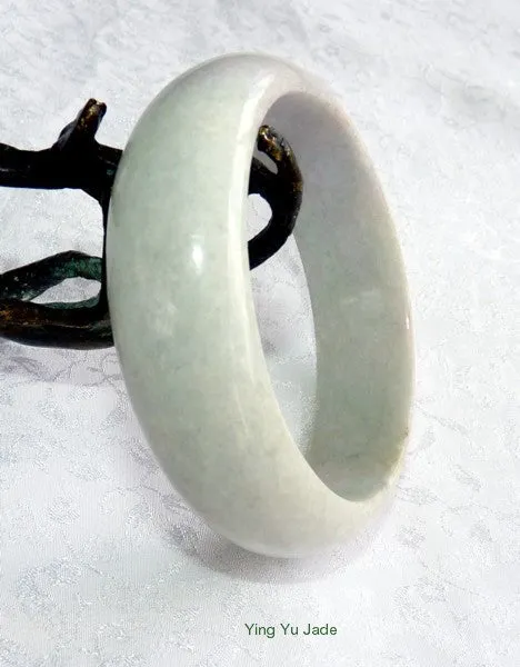 Sale-Ying Yu's Jewelry Box-Now You See It, Now You Don't Tiny Green Veins, Soft Lavender Hues White Jadeite Jade Bangle Bracelet 55mm (BB2867)