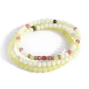 Self Love Jade and Pink Tourmaline Delicate Bracelet Stack *Final Sale*