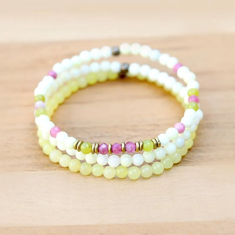 Self Love Jade and Pink Tourmaline Delicate Bracelet Stack *Final Sale*