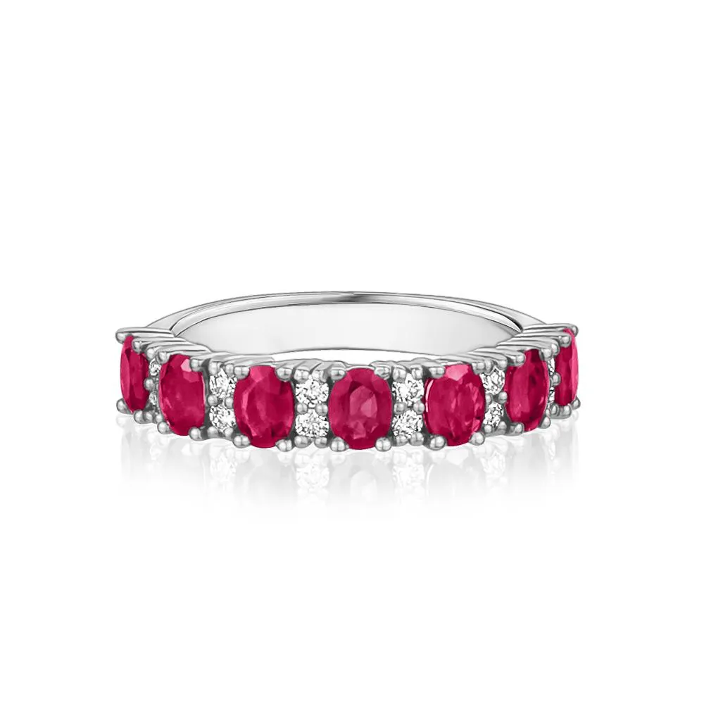 Seven Ruby and Diamond Ring