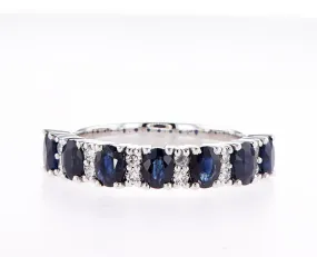 Seven Sapphire and Diamond Ring