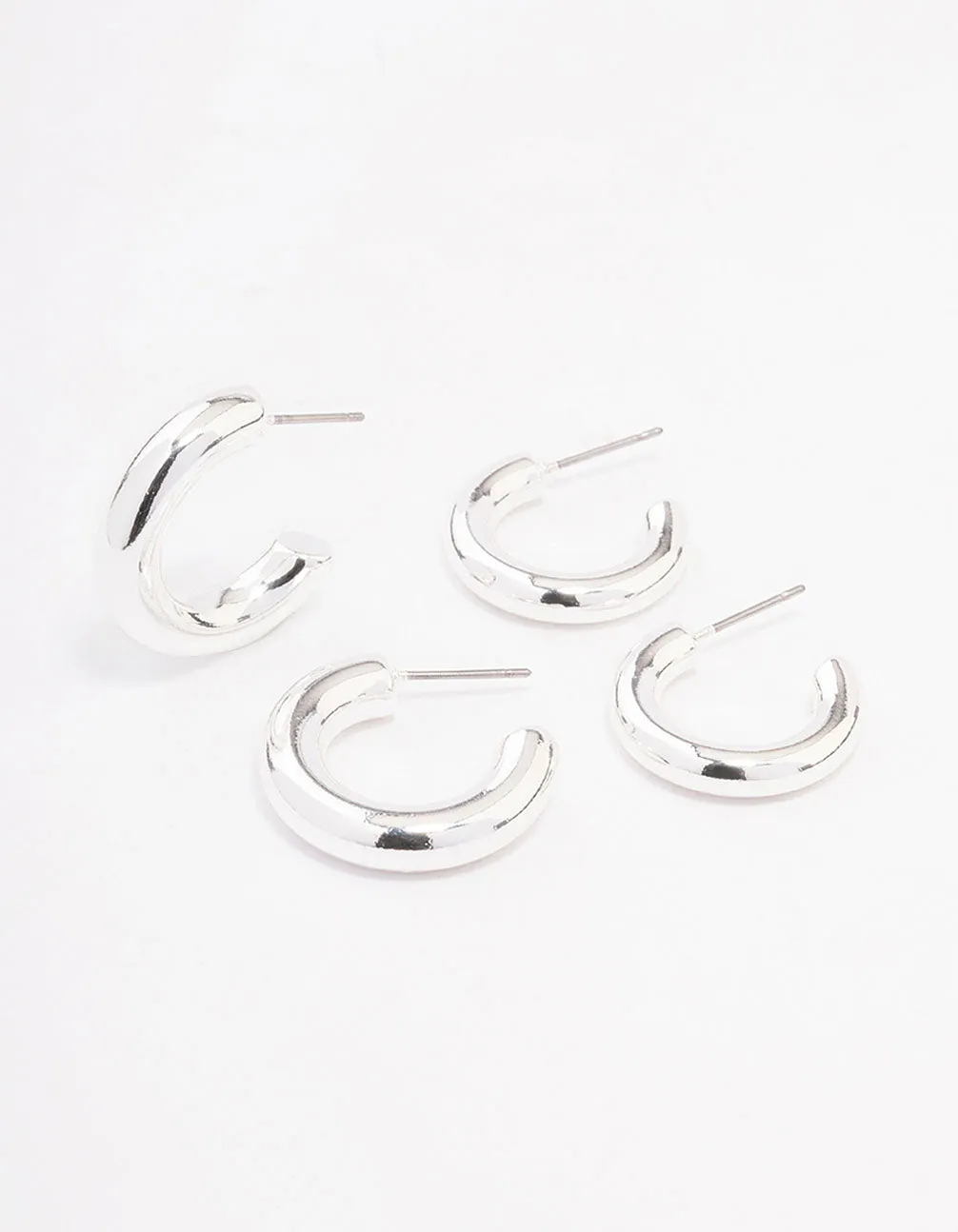 Silver Chubby Hoop Earring Pack