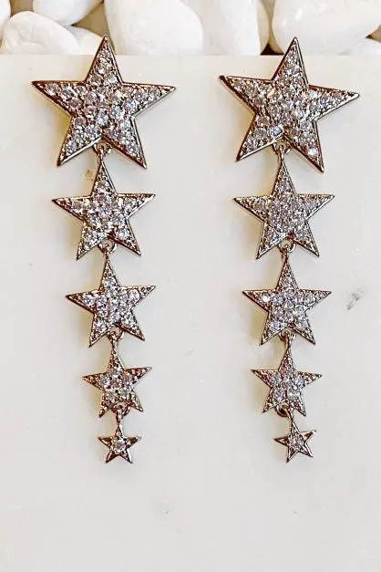 Silver Star Drop Earrings