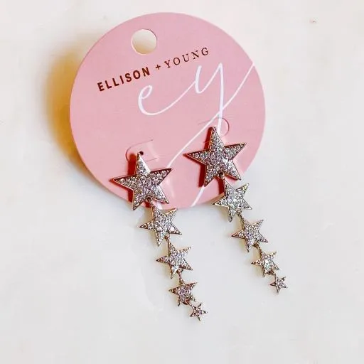 Silver Star Drop Earrings