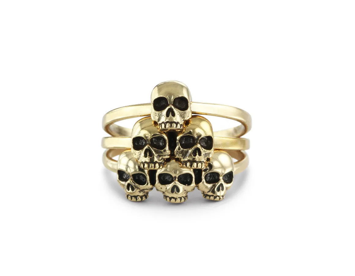 Skull Pyramid Stacking Rings - Bronze