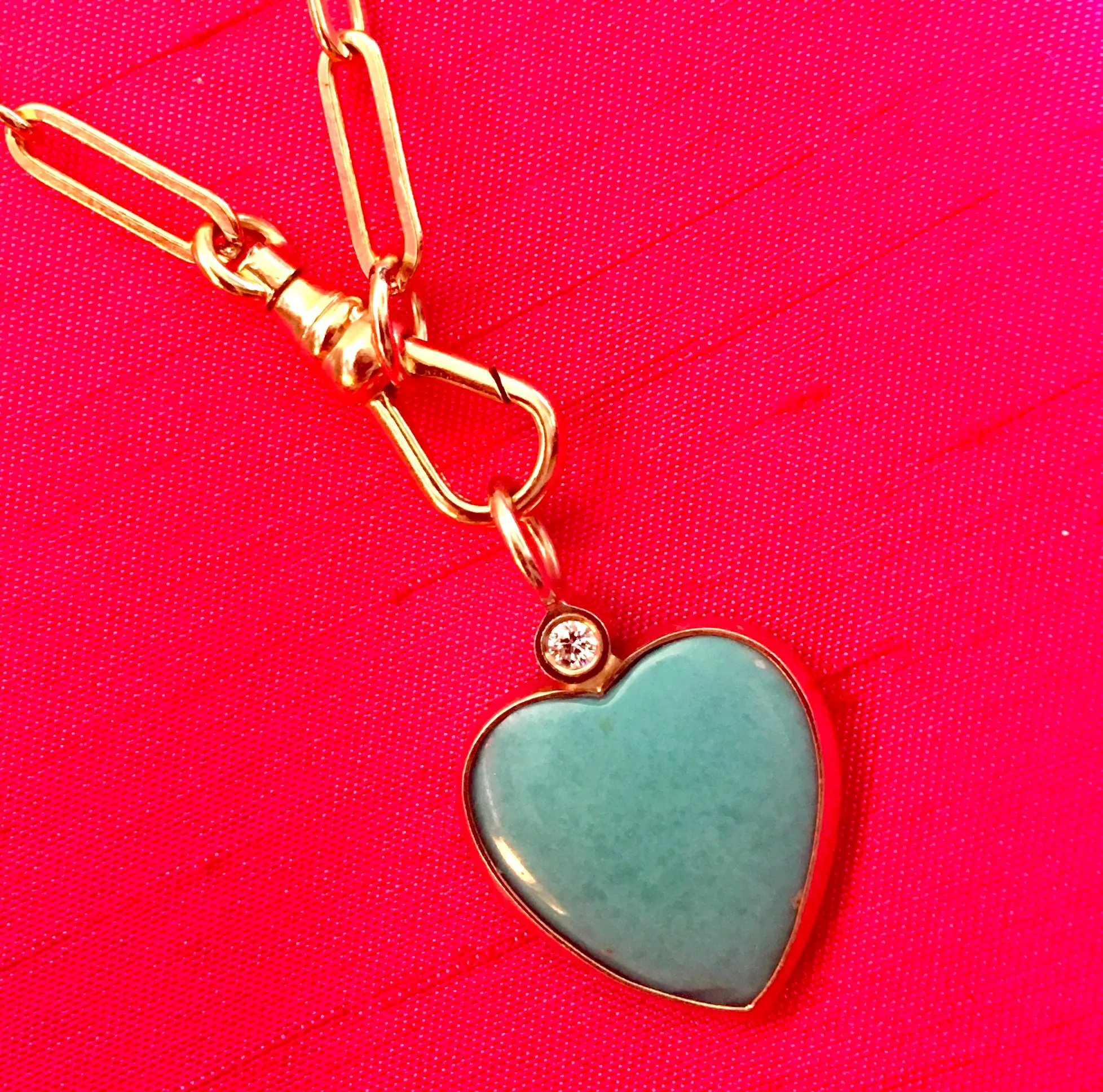 Sleeping Beauty Turquoise Gold Heart Pendant